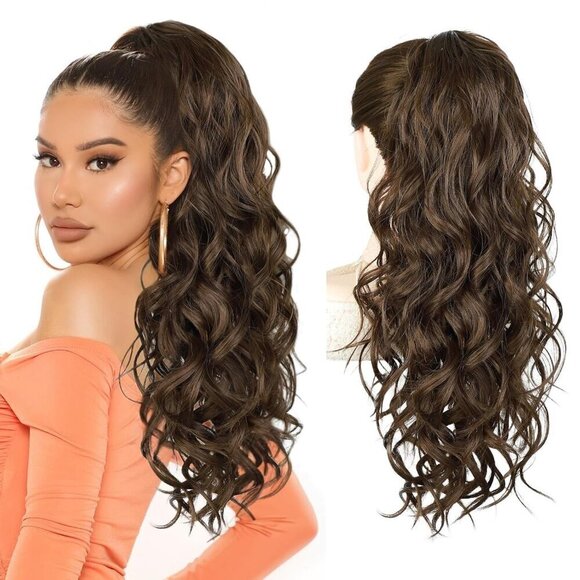 Synthetic Wavy Ponytail Extension 24 Inch Clip-in Fluffy Natural Hairpiece main image 5